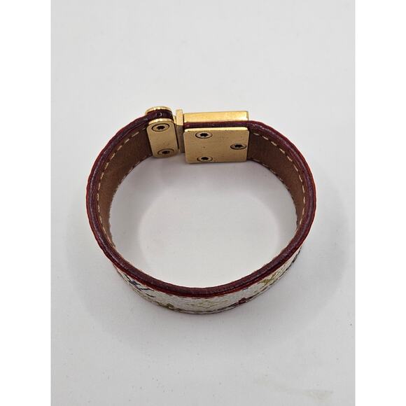 Louis Vuitton Gold-tone Multicolor Leather Koala Lock Bracelet - Picture 4 of 15